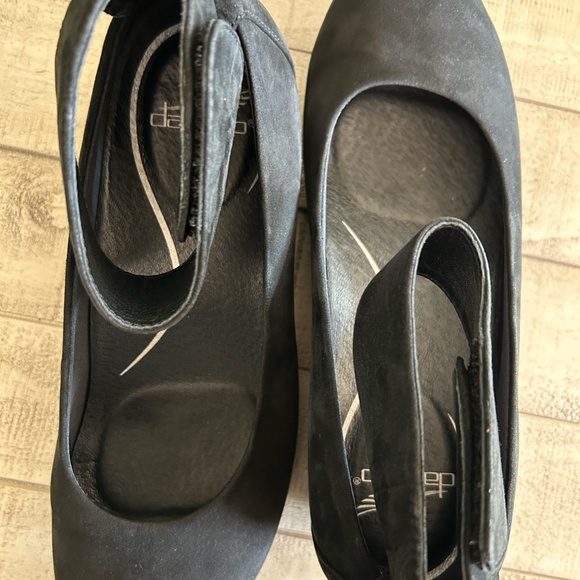 Dansko Lulu Mary Jane Nubuck Suede Leather Wedge Size 39 Shoe Black - Picture 10 of 10